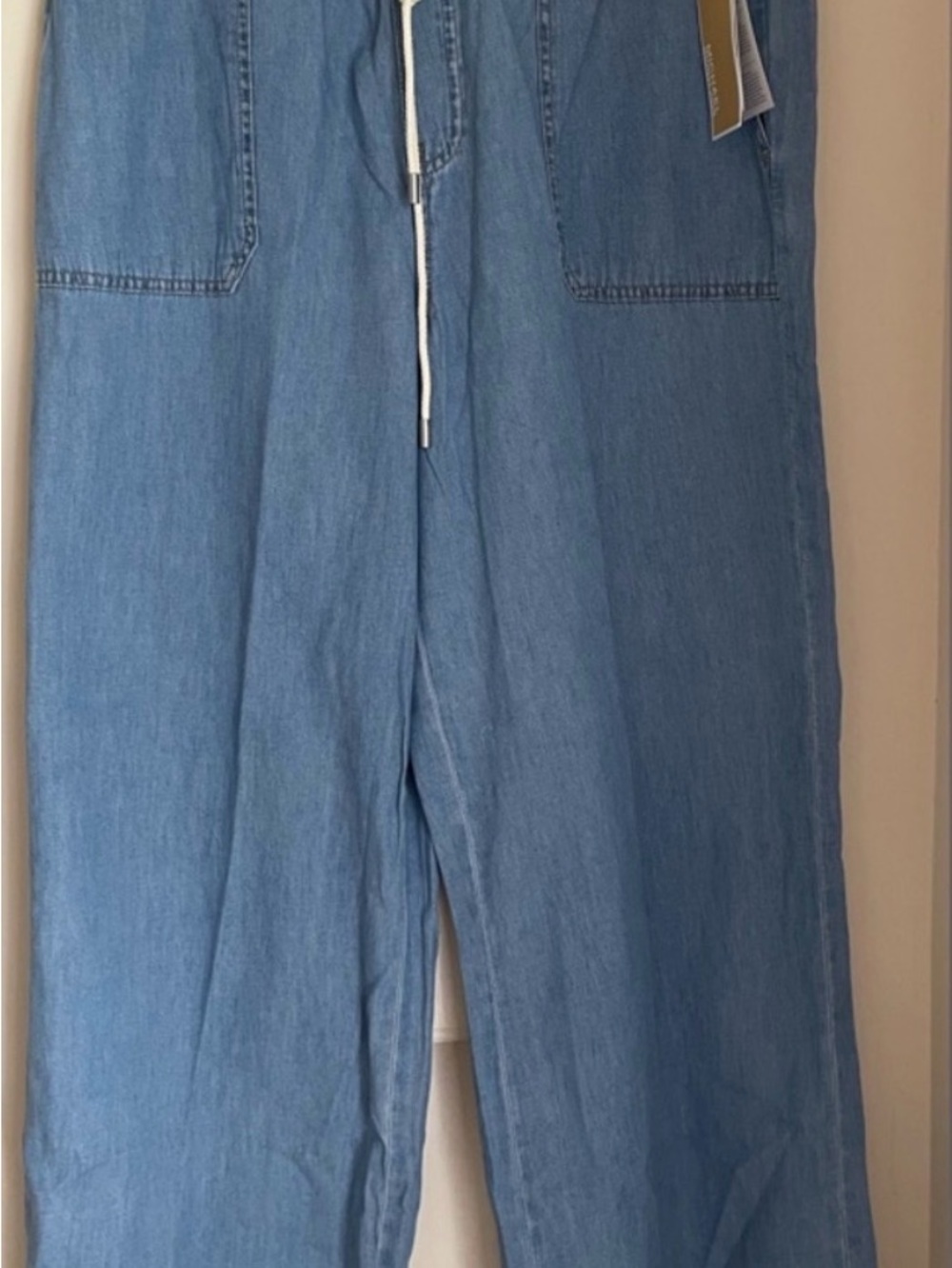 Michael Kors Women’s Light Blue Denim Jeans - Casual Drawstring Trousers